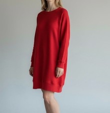 Free People Beach Mini Dress XS Poppy Red FP Cozy Casual Long Sleeve Loungewear