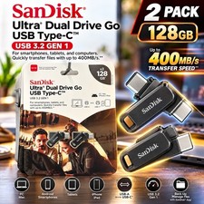 2 Pack Sandisk 128GB Ultra Dual Drive Go USB Type-C Flash Drive SDDDC3