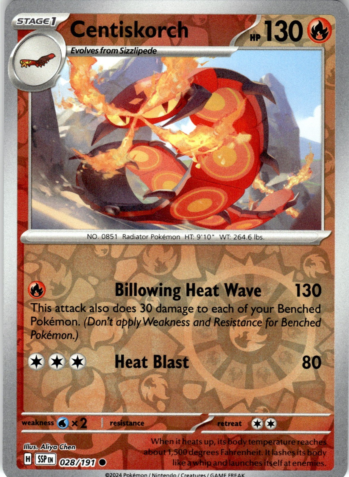 Centiskorch Reverse Holo Common SV08: Surging Sparks 028/191 NM