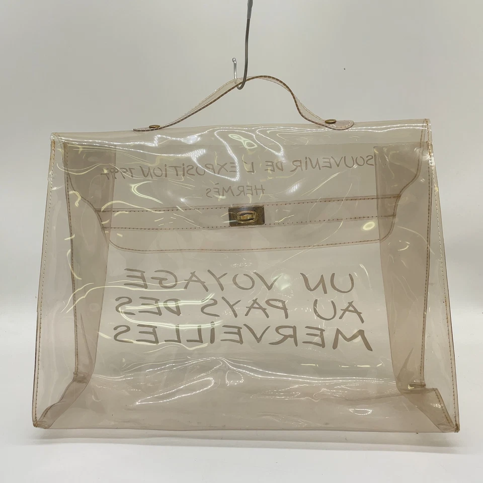 Auténtico bolso de mano Hermes vinilo Kelly vinilo transparente Wonderland SK040253 Foto 3 de 4