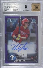2016 Bowman Draft Chrome Pick Purple Refractor Mickey Moniak BGS 9 MINT Auto 1b0