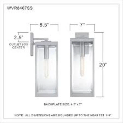 QUOIZEL MVR8407SS Westover 1 Light 20 inch Stainless Steel Outdoor Wall Lantern - Picture 2 of 3