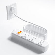 Flat Plug Power Strip Surge Protector 3 Outlets, Extension Cord 3 Ft 3 Prong, 30