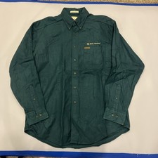 VTG Woolrich Sportsman Chamois Shirt Men Large Blue Heavyweight Made In USA Logo