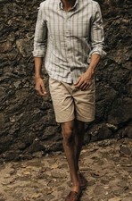 Taylor Stitch Men s The Camp Short in Khaki Herringbone Sz.31 Organic Cotton