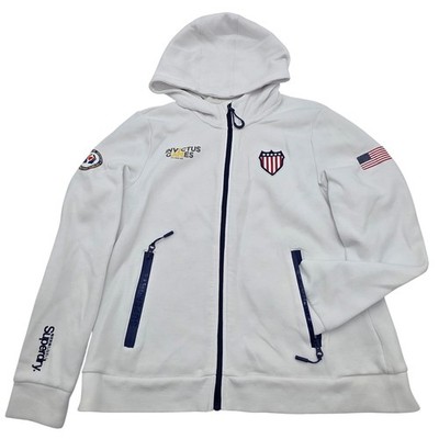 Superdry Invictus Games Hoodie L White Team USA Full Zip 2020 Hague Collegiate *