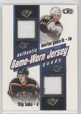 2002 Pacific Heads Up Game-Worn Jersey Quads Marian Gaborik Filip Kuba #14 2d8
