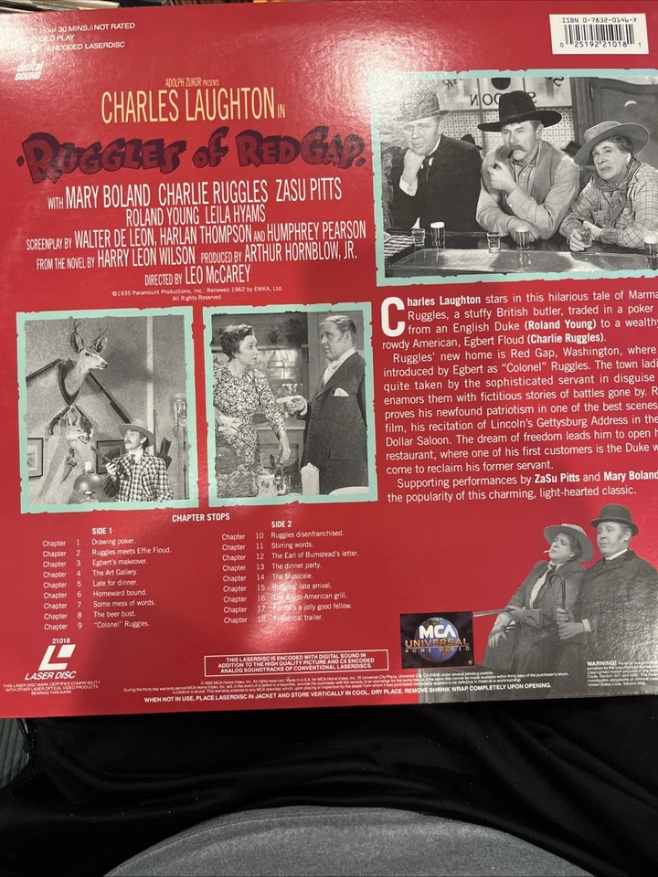 Ruggles of Red Gap (1935, Laserdisc)CLASSIC FILM - Image 2 of 2
