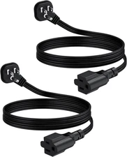 Flat Plug 3Ft Short Extension Cord, 90-Degree Plug Low Profile Power Adapter, 3-