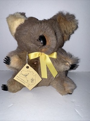 Vintage Real Fur Koala Bear Music Box Plush Made In Australia 7.5  With Tag