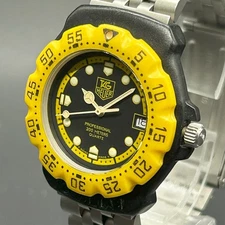 *RARE Vintage* TAG Heuer Formula 1 380.513/1 Black & Yellow Date Unisex Qz Watch