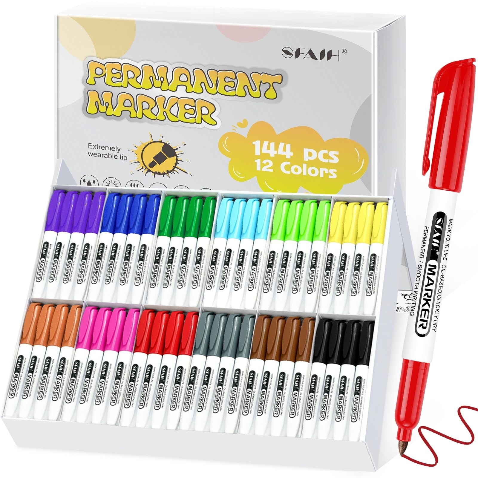 Bulk - School Classroom Set, 12 Vibrant Colors, Wo...