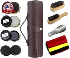 Shoe Shine Kit with PU Leather Sleek Elegant Case, Travel Shoe Shine Brush kit 1