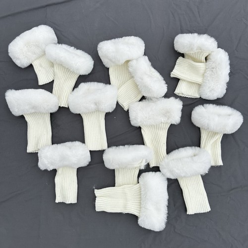 Lot of 7 Pairs White Fluffy Boot Socks Knitted Faux Fur Toppers Ankle Leg Cuffs