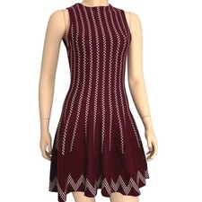 J.O.A. Intarsia Fit and Flare skater sleeveless wine sweater dress small