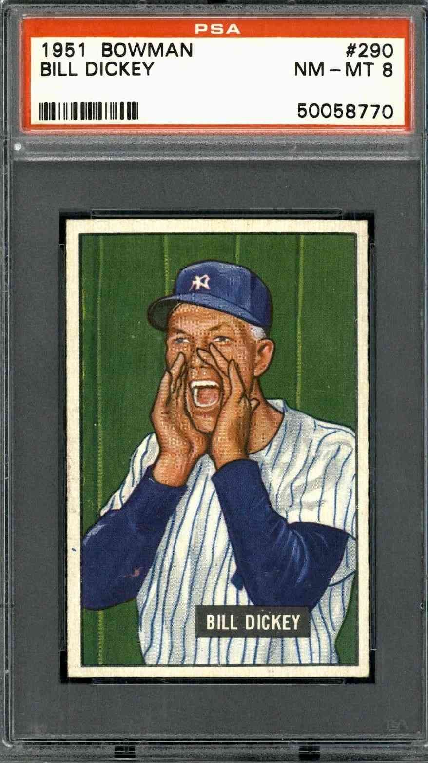 1951 Bowman #290 Bill Dickey - PSA 8