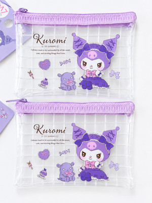 Sanrio Kuromi Clear Mesh Pouch 2pc Set A7 Size Cute Cosmetic Bag Kawaii