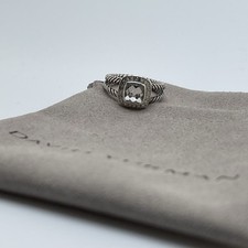 David Yurman Petite Albion Ring With White Topaz And Diamonds Size 6
