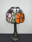 Vintage Stained Glass Tiffany Style Tea Light Votive Candleholder 10”  Floral