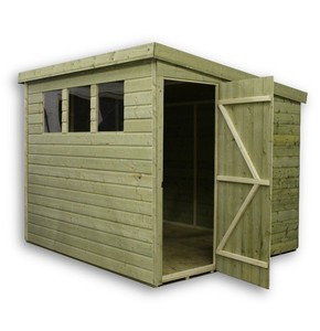 GARDEN SHED 8X5 SHIPLAP PENT ROOF TANALISED WINDOWS 