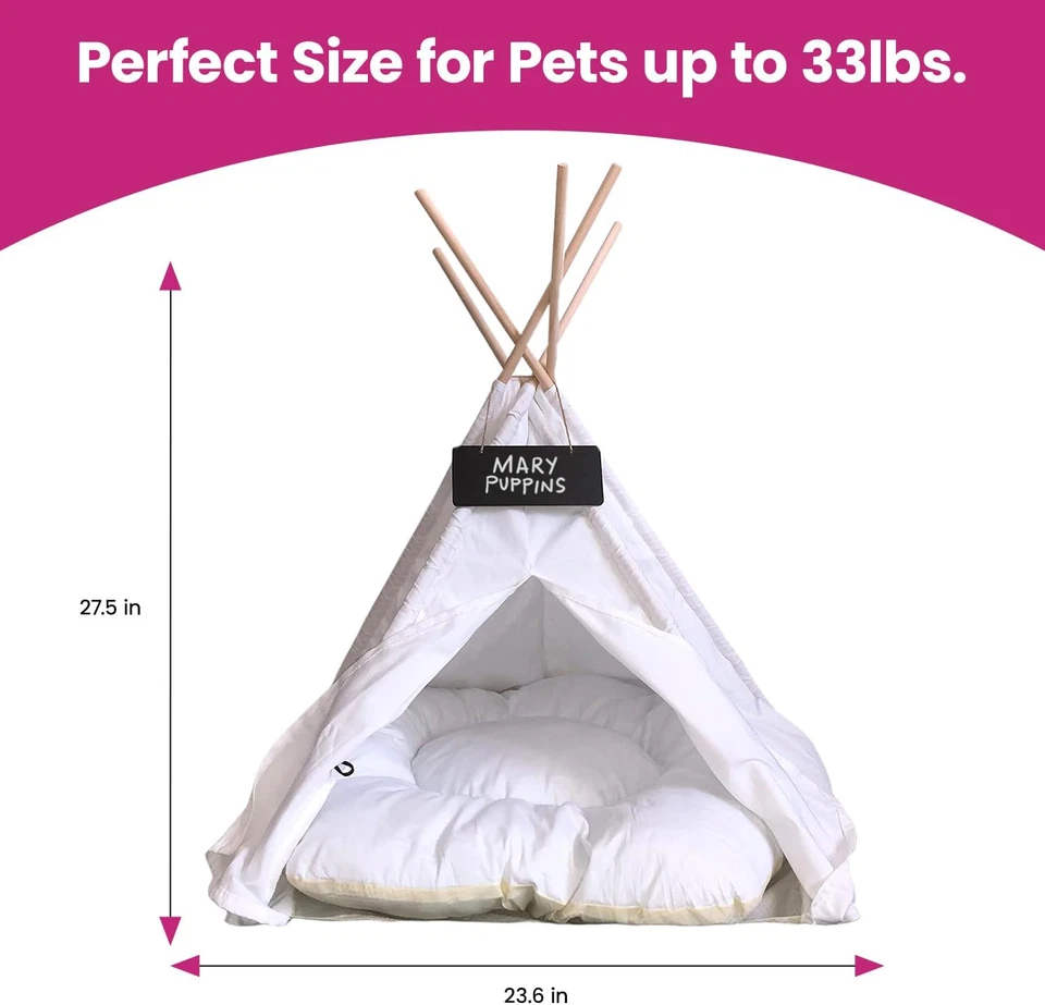 Tipi Mascota con Cojín Suave para Perros, Gatos, Conejos y Cachorros, Portátil Mascota T Foto 4 de 4