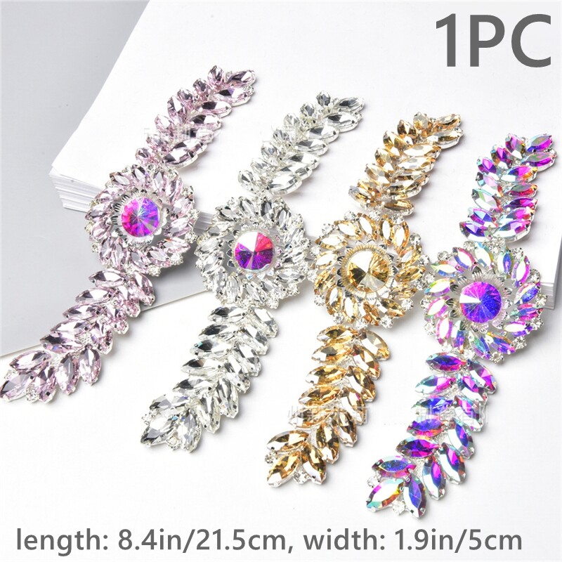 1X Strass Brillantini Catena Applicazione Toppa Bordi per Giacca