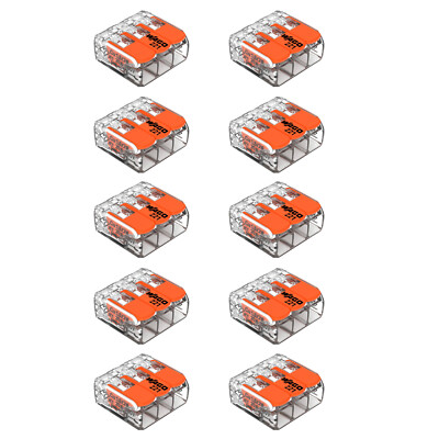 10x WAGO 3-Leiter-Klemme 4 mm² Verbindungsklemme Klemme mit Hebel 221-413