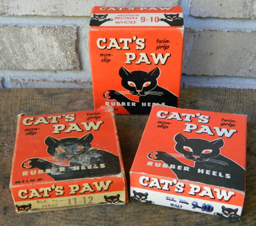 Rare Vintage Cat's Paw Rubber Shoe Heels Retail Store Display / Sign, Clean! - Picture 16 of 17