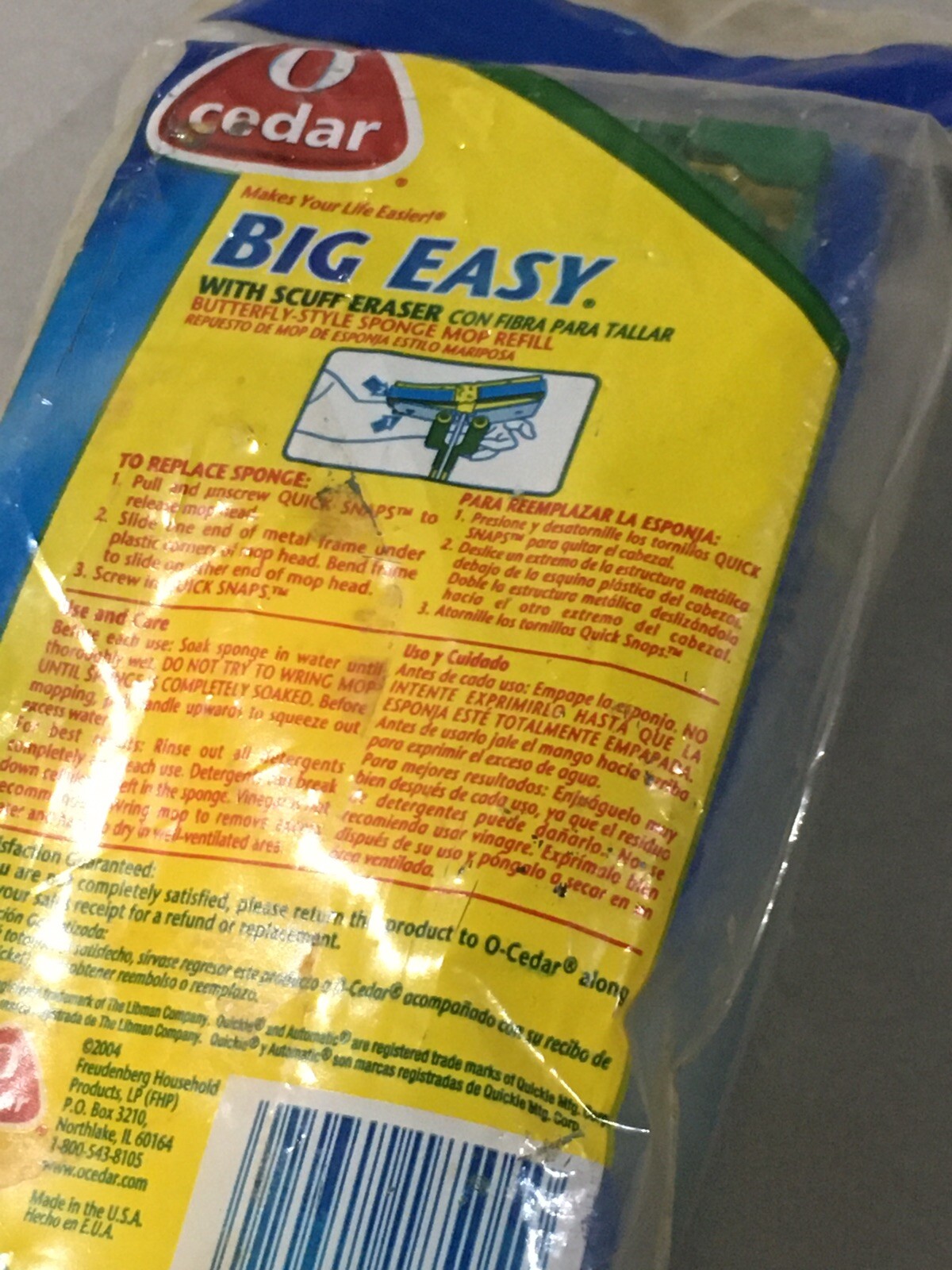 O'CEDAR Big Easy with scuff eraser Butterfly Sponge Mop Snapon Refill