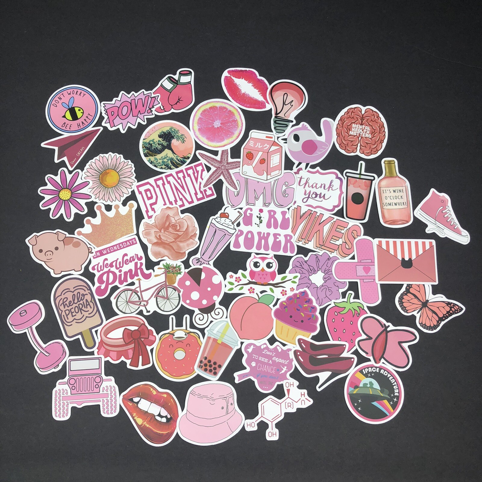 50 Pastel Hydroflask Stickers - Positive Vibes & Motivational Designs