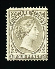 [FALKLAND ISLANDS] Prime Copy of the 1879 4d SG 2 / SC 2 (grey/black) MH