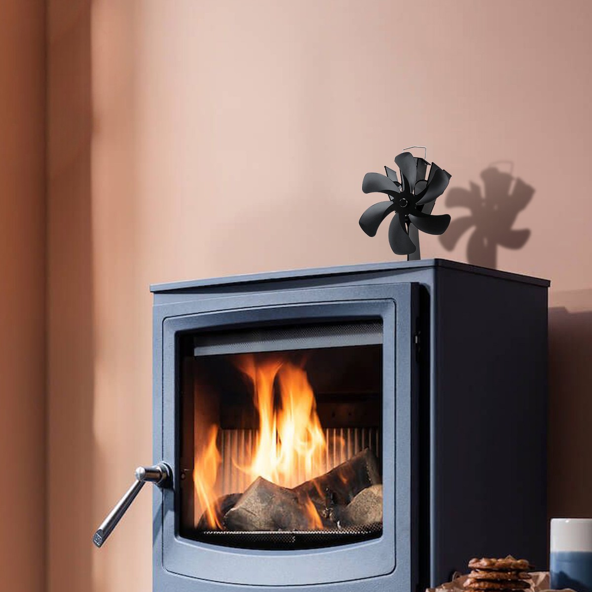 6 Blades Wood Stove Fan Heat Powered Eco Fireplace Fan Log Burner Fuel  Saving US | eBay