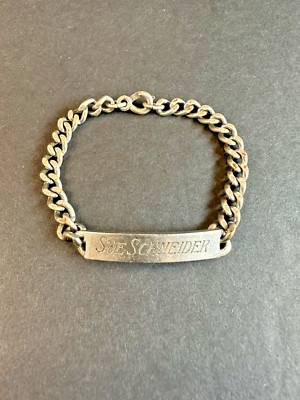 Vtg ELCO Sterling Silver ID BRACELET Name Tag SUE SCHNEIDER 20g