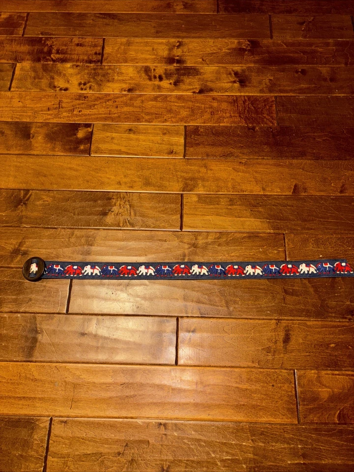 Cinturón Elefante Bordado Talla 36 Ajustable Hebilla Madera De Colección Años 70’s Foto 3 de 4