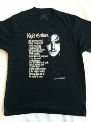 Game of Thrones Jon Snow Kit Harington Night's Watch Black T