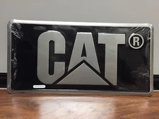 CAT Logo Caterpillar License Plate Tag - Black / Silver