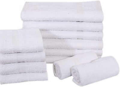 White Salon Towels Sets Cotton Blend Pack Of 12, 24, 60 Spa Towel 16x27 inches