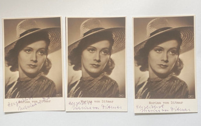 Marina von Ditmar - Theater / Film - 3  original Autogramme  - Größe 14 x 9 cm