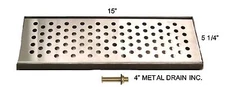 DRAFT BEER DRIP TRAY 15" X 5 1/4"  WITH 4" METAL DRAIN Keg Equipment -DT15SS-