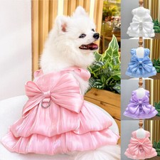 Pet Dogs Princess Wedding Dress Tutu Big Bow Glossy Dresses Cat Puppy Skirt   