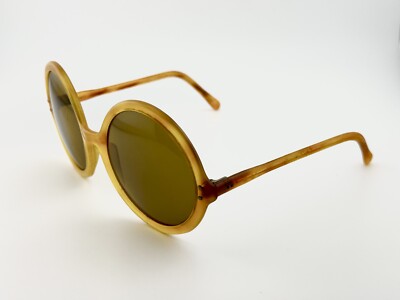 【1960’s】 FRAME FRANCE Sunglasses Vintage 1960s Oversized Yellow France Sunglasses W/ Brown