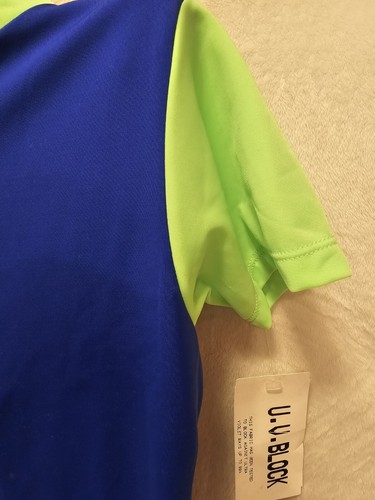 NOS CWD Kids Blue Green Youth Rash Guard Wetsuit Surf UV Block Sz 7/8 Imperfect  - Picture 6 of 15