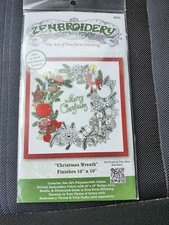 Design Works Zenbroidery Stamped Embroidery Needlepoint CHRISTMAS WREATH DW4026