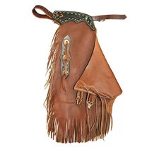 Western Genuine Leather Chinks Horse Riding Ranchers Cowboy Riding Gear Chaps