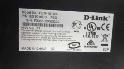 D Link DES-1016D IES1016B F1G 16-Port Fast Ethernet Unmanaged Desktop Schalter