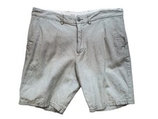 Old Navy Ultimate Slim Shorts Mens 38 Gray Linen Blend Flat Front Chino Casual