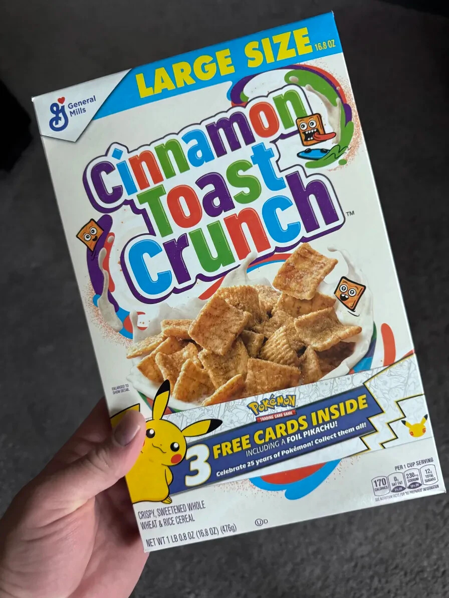 Cinnamon Toast Crunch Pokemon Cards 25th Anniversary Foil Pikachu Sealed Box Cinnamon Toast Crunch Pokemon Cards 25th Anniversary Foil Pikachu Sealed Box