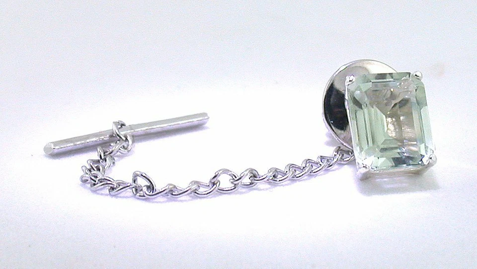 10x8 Esmeralda Prasiolita Corte Esmeralda Piedras Preciosas Gema Plata Esterlina Corbata ESTT53 Foto 2 de 2