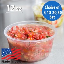 12 oz Round Deli Food/Soup Storage Containers w/ Lids Microwavable Clear Plastic
