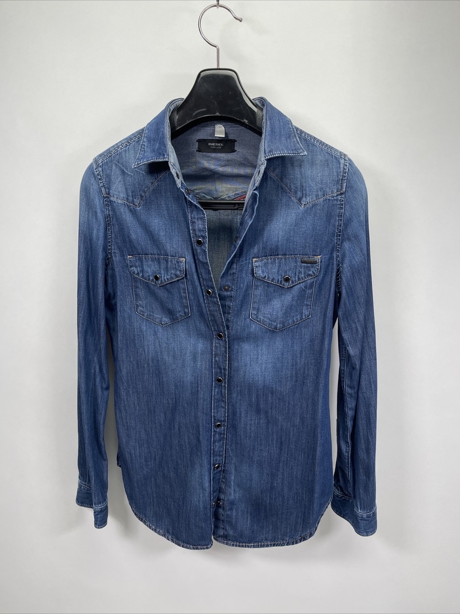 DIESEL DE PRATT Womens Denim Jeans Casual Shirt Ladies Top Cotton Elegant  Blue S